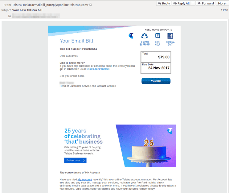 Telstra Scam Email
