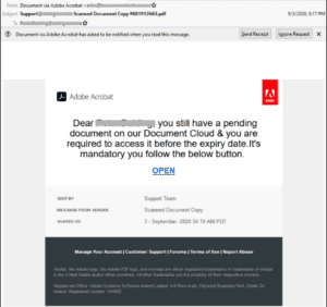 example of an adobe scam email 