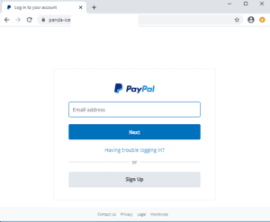 image of a fake PayPal login screen