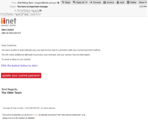 example of iinet scam email